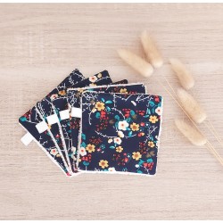 Lingettes lavables fleur bleu